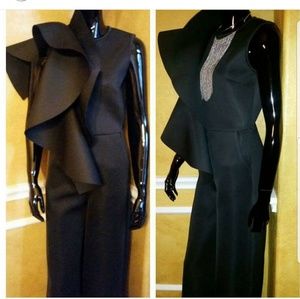 BLACK One Shoulder Ruffled Jumpsuit NWOT